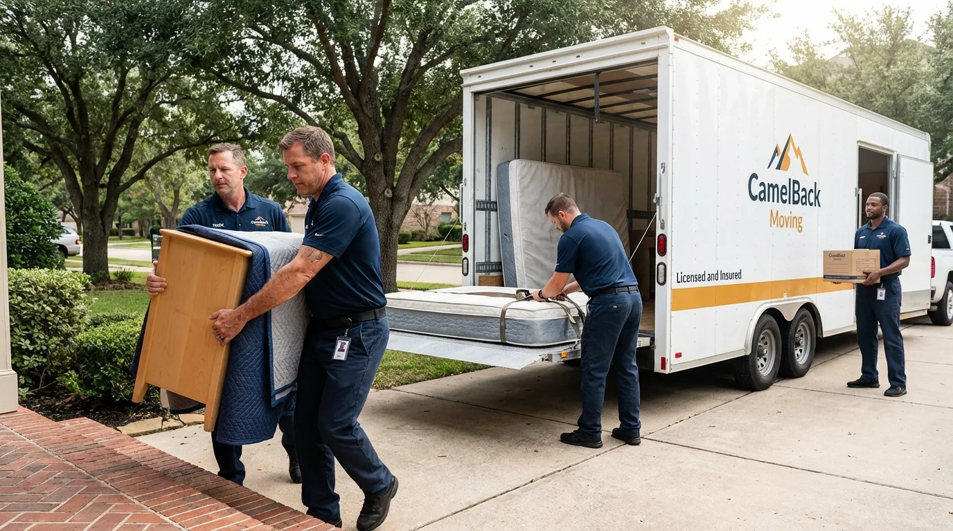 Crew loading residential truck for cross-state move from Alva, FL