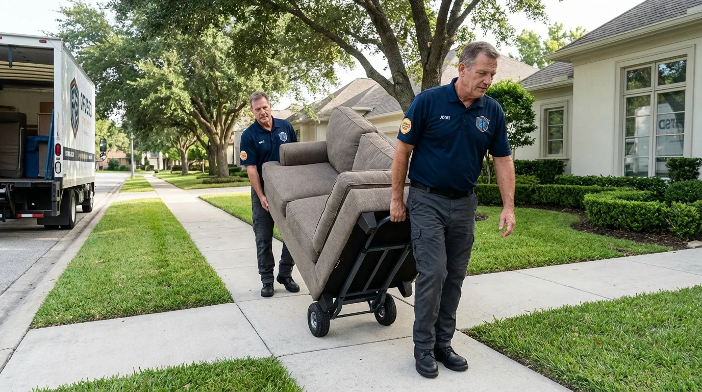 Local residential moving crew loading furniture in Alva, FL